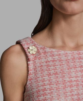 Women's Boat Neck Tweed Pocket Shift Dress