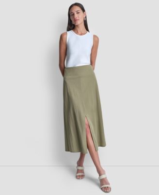 Women's Arid Pique Mini Logo Emblem Slit A-Line Skirt