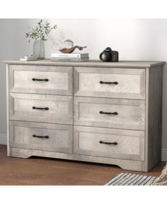 Takywep 6-Drawer Dresser for Bedroom – Farmhouse Modern Wooden Storage Chest with Metal Handles, Dresser Organizer for Bedroom, Living Room