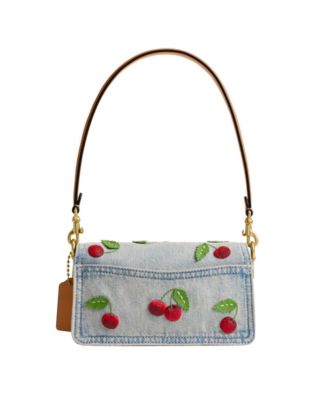 Tabby Small Denim Cherry Embroidery Shoulder Bag 20