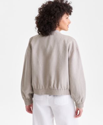 Women's 100% Linen Bomber Jacket