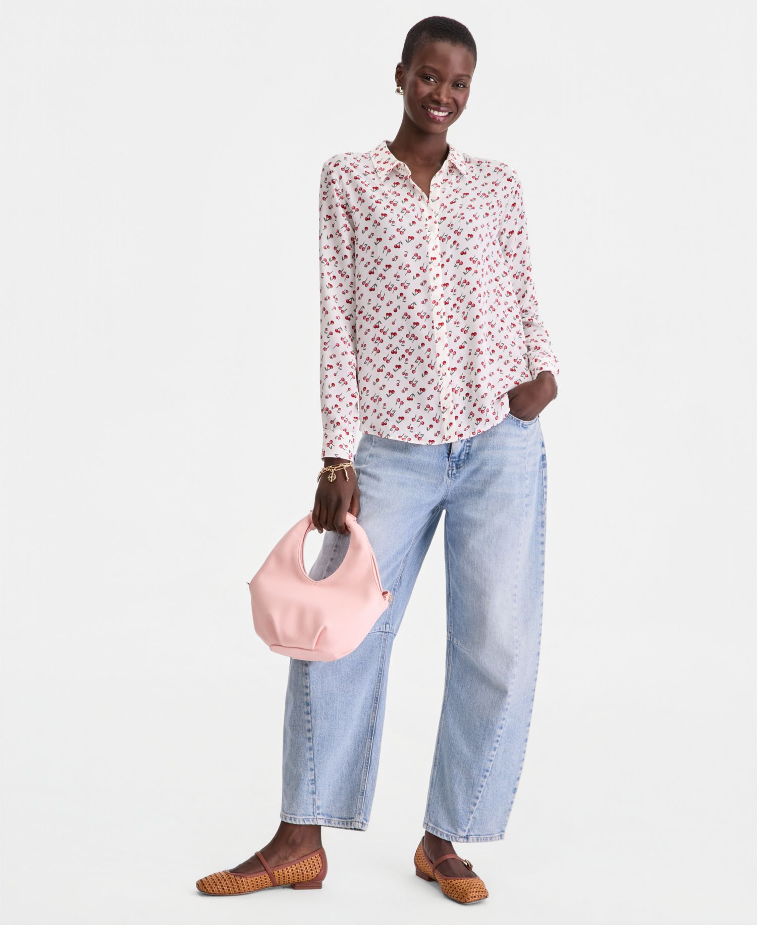 Trendy Plus Size Button-Front Crepe Shirt