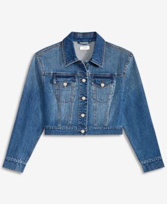 Women's Cropped Cotton Denim Trucker Jacket