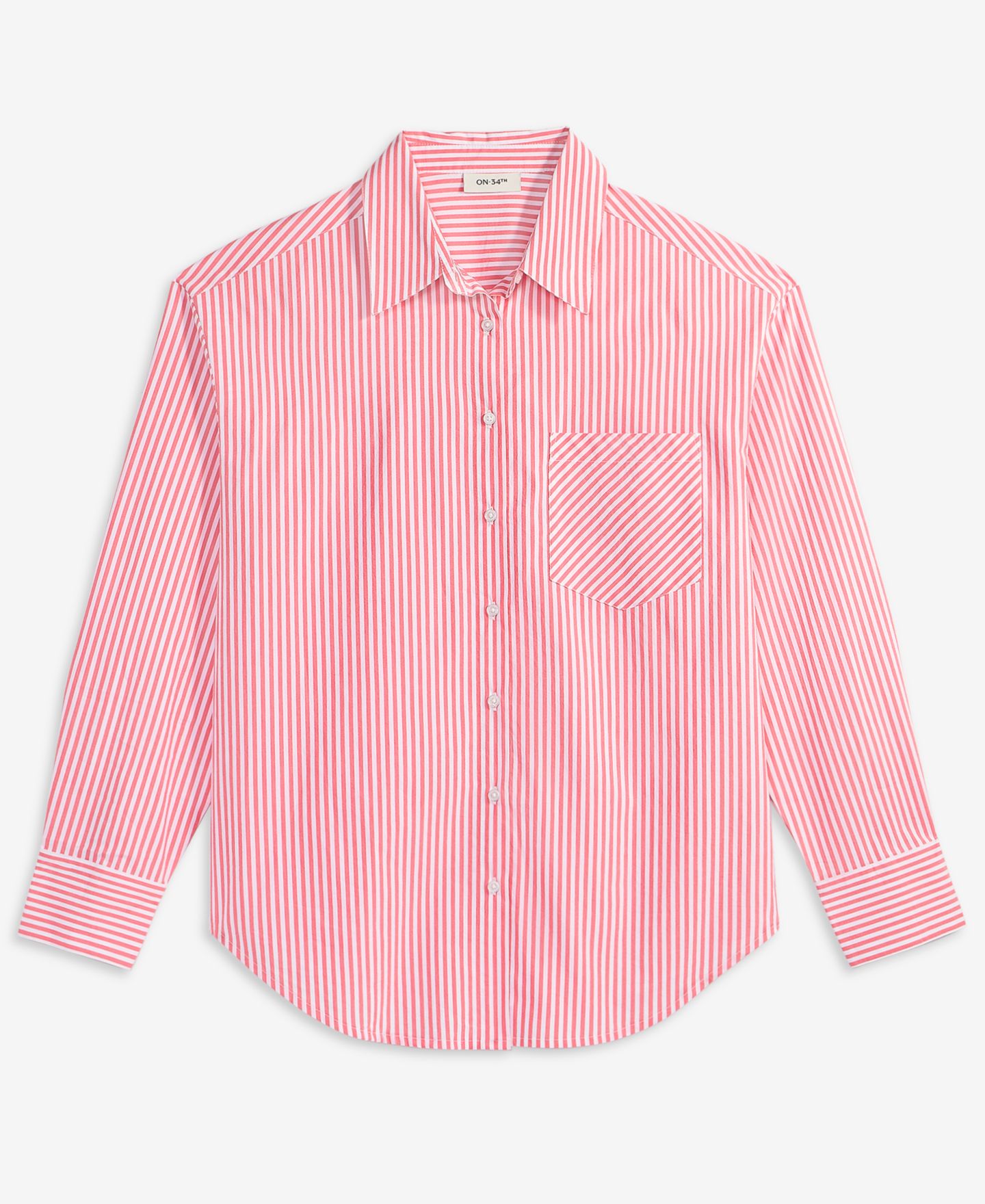 Женская рубашка On 34th Jenna Stripe Button-Front, цвет: Розовый комбинированный — фото 6