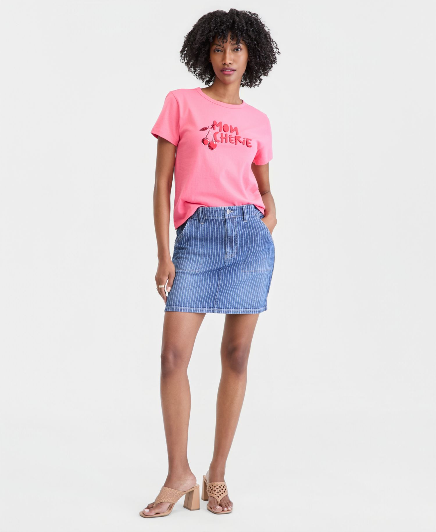 Women's Striped Denim Mini Skirt