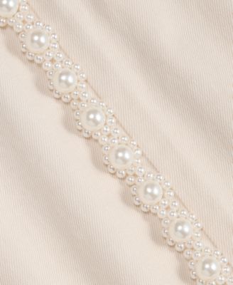 Women's High-Rise Cropped Faux-Pearl-Trim Jeans