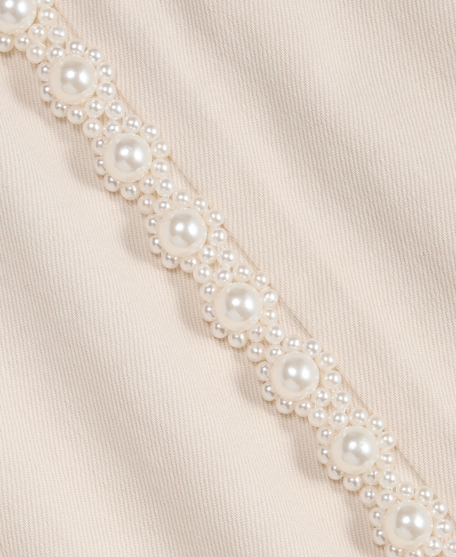 Women's High-Rise Cropped Faux-Pearl-Trim Jeans