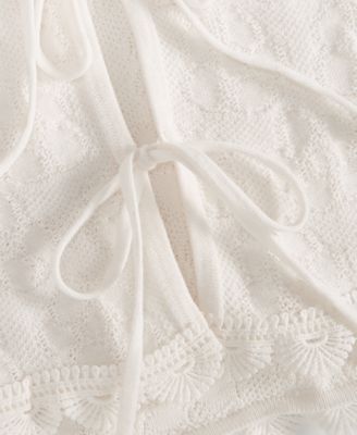 Women's Tie-Front Sleeveless Crochet Sweater