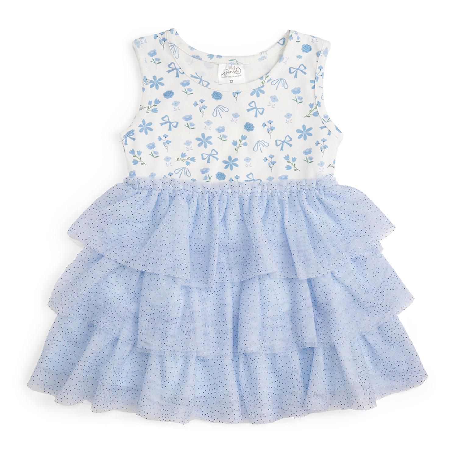 Little Girls Sky Floral Tank Tutu Dress