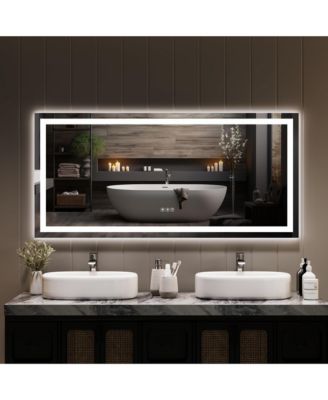 60"x 30" LED Bathroom Mirror with Lights, Dimmable, Anti-Fog, Backlit + Front Lit, Smart Bathroom Vanity Mirror for Wall, Memory Function