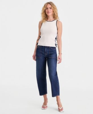 Women's Bow-Trim Sleeveless Sweater Tank Top