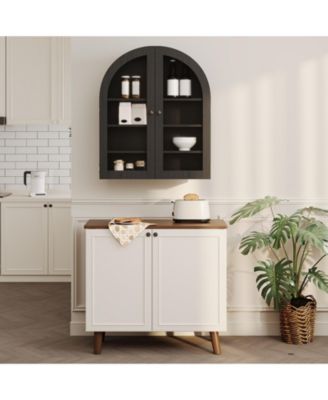 Arched Wall Cabinet, Arched Bathroom Medicine Wall Cabinet with Acrylic Door & Adjustable Shelves, Wall Mounted Storage Organizer