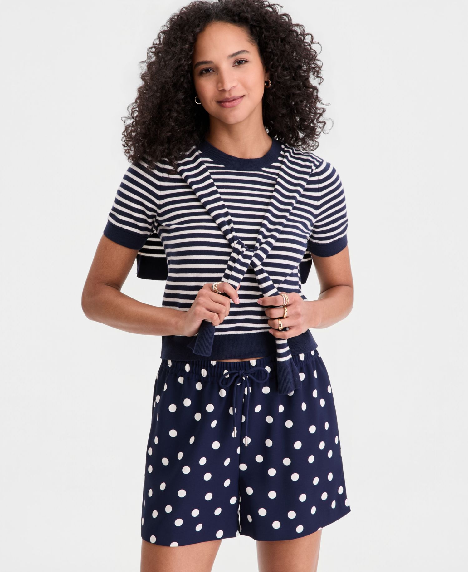 Women's Stripe Tie-Front Sweater Tee