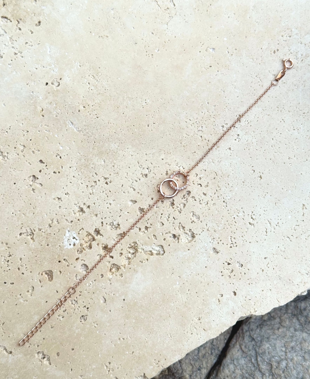 Adornia Rose Gold Adjustable Cz Pave Rings Bracelet