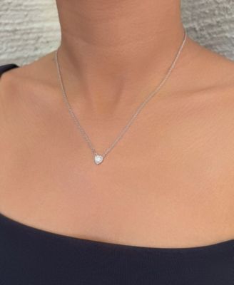 Silver CZ Halo Heart Necklace