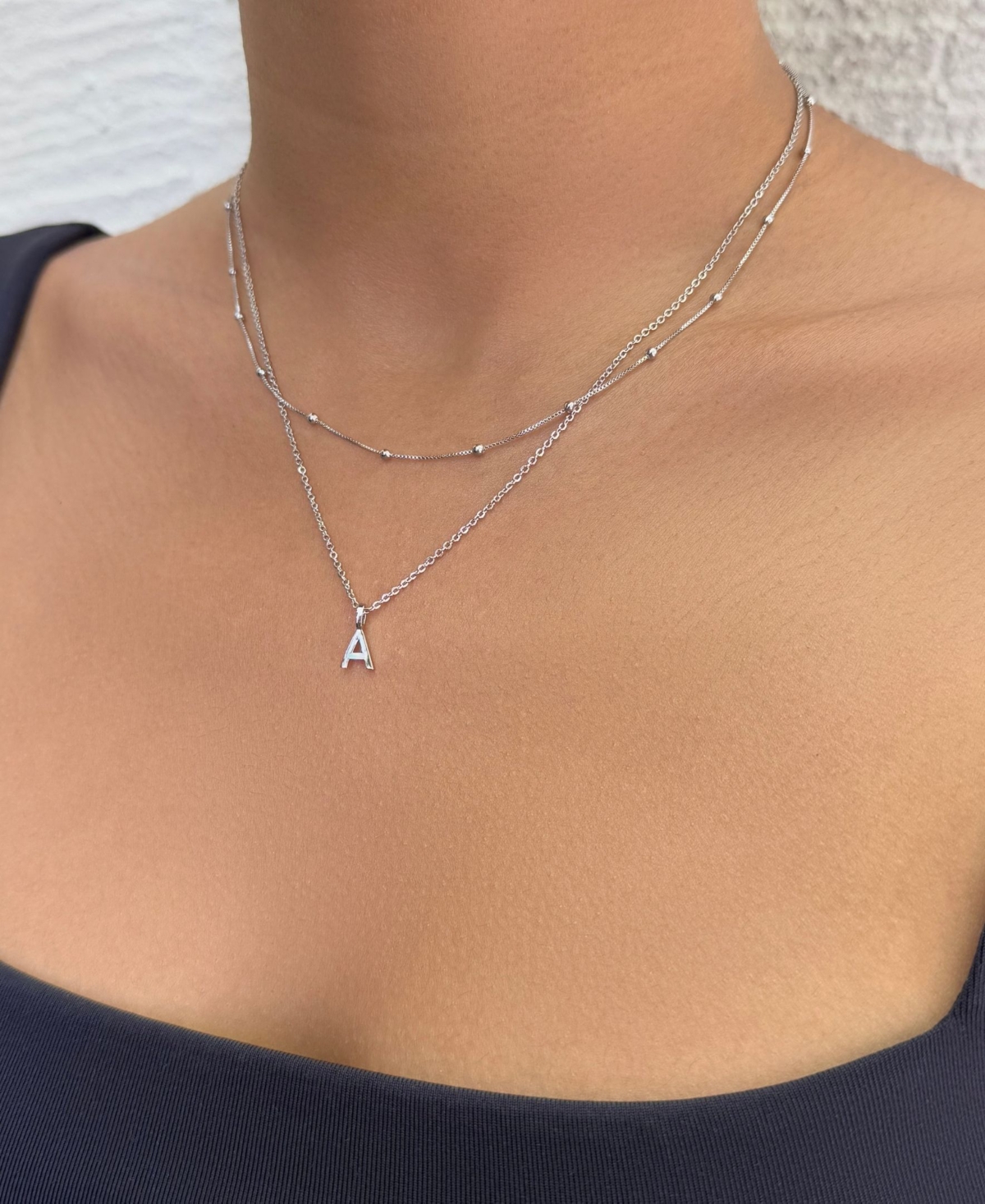 Adornia Silver Layered Initial Necklace