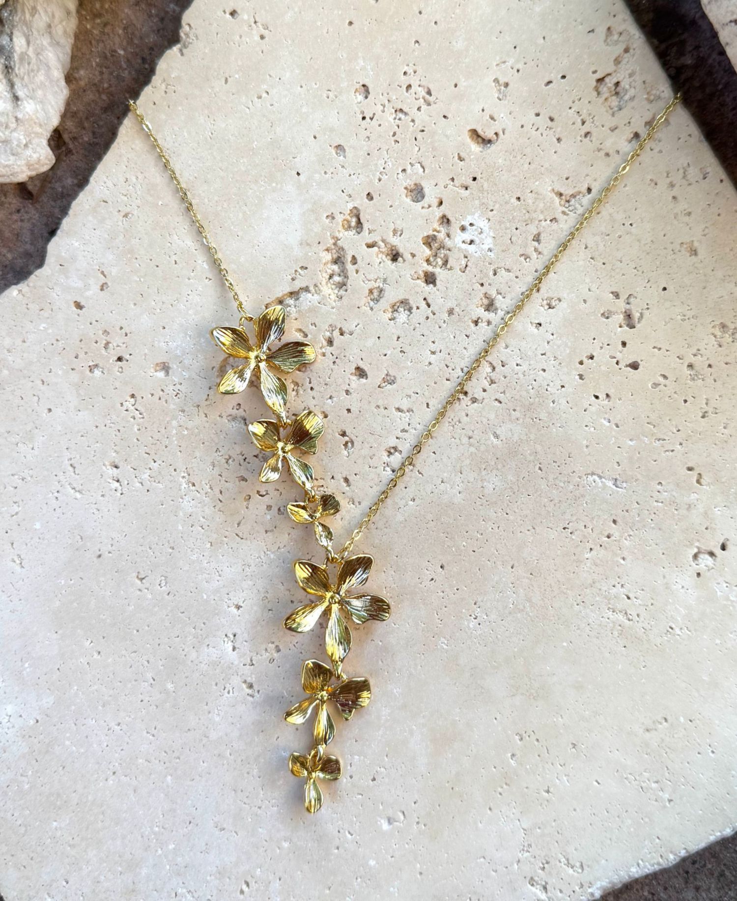 Gold Petals Drop Necklace