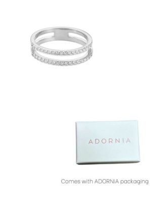 Silver CZ Double Band Ring