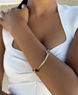 Gold Black Clover Bangle Bracelet