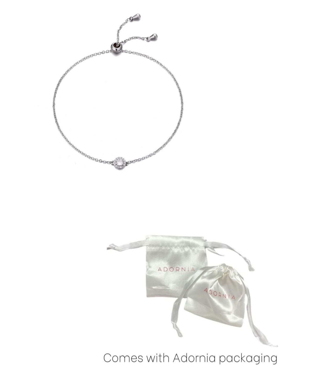 Adornia Silver Cz Halo Bolo Bracelet