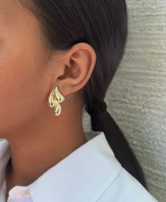 Gold 3-Teardrop Stud Earrings