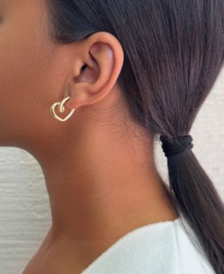 Gold Crystal Lined Heart Hoop Earrings