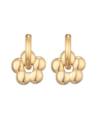 Tarnish Resistant Gold Flower Huggie Hoop Earrings