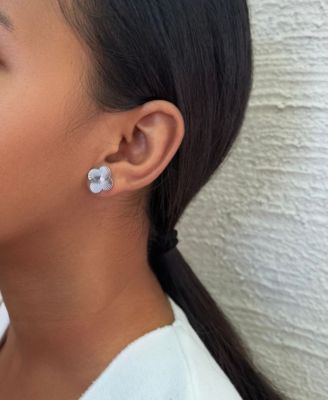 Silver Prismatic Clover Stud Earrings