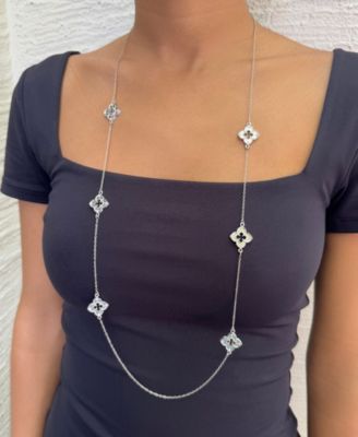 Silver 36" Clover Station Necklace