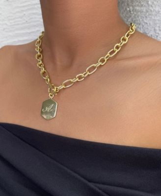 Gold Monogram Initial Chunky Toggle Necklace
