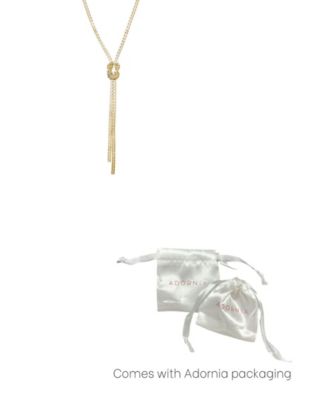 Gold 30" Knotted Box Chain Lariat Necklace