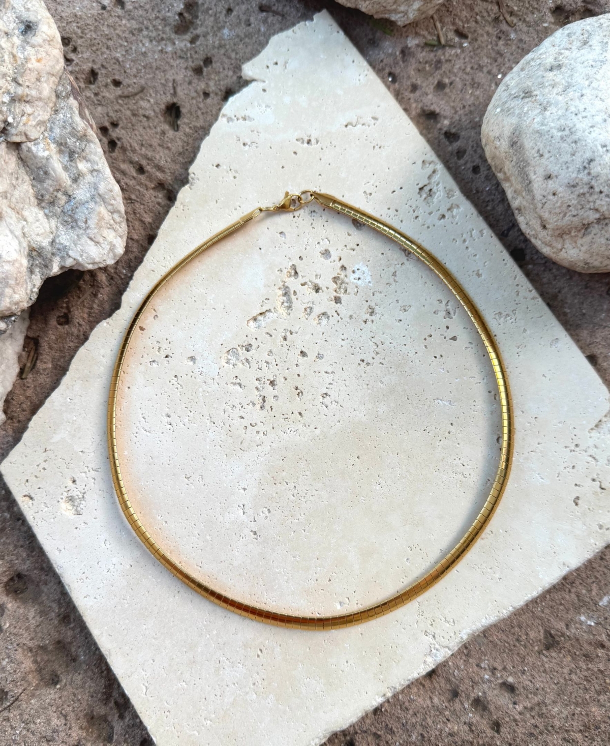 Adornia Tarnish Resistant Gold Omega Layering Chain Necklace