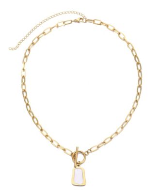 Tarnish Resistant Gold Mother of Pearl Toggle Necklace