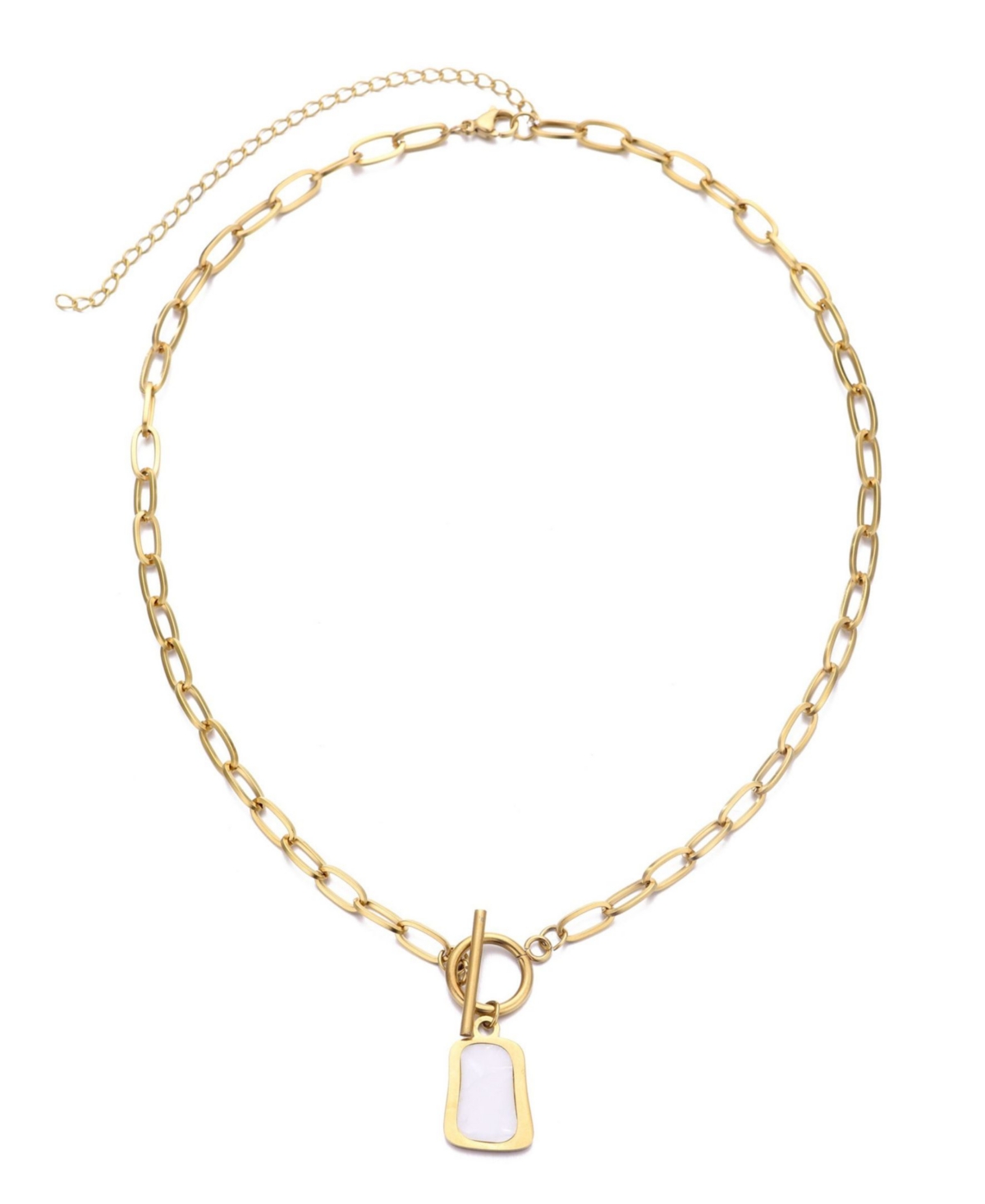 Adornia Tarnish Resistant Gold Mother of Pearl Toggle Necklace