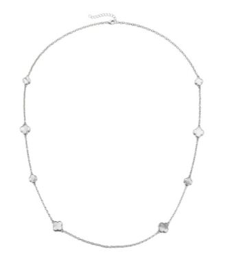Silver Mother of Pearl 36" Flower Station Necklace