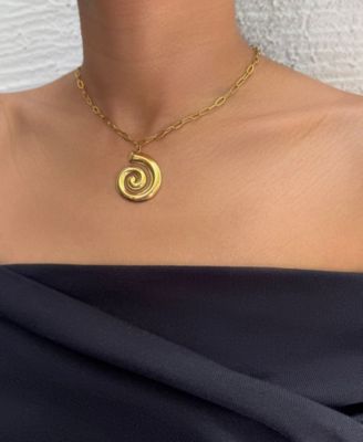 Tarnish Resistant Gold Swirl Paperclip Pendant Necklace
