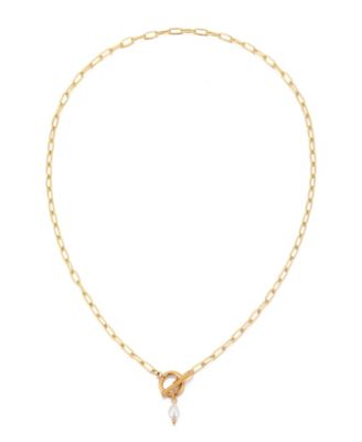 Tarnish Resistant Gold Freshwater Pearl Toggle Necklace