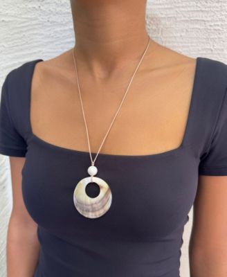 Adjustable Leather and Shell Necklace