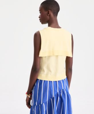 Women's Tie-Neck Sleeveless Sweater