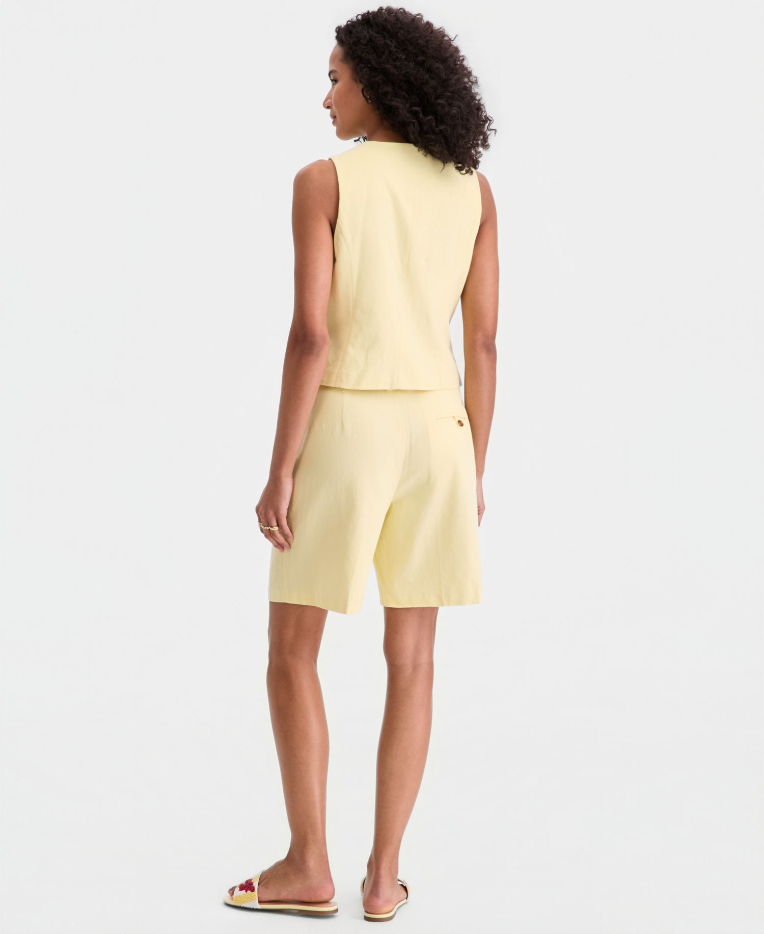 Women's High-Rise Linen-Blend Bermuda Shorts