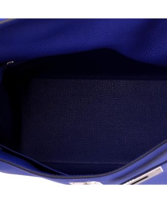Kelly 28 Handbag Blue Togo with Palladium Hardware