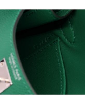 Kelly 20 Handbag Green Epsom with Palladium Hardware