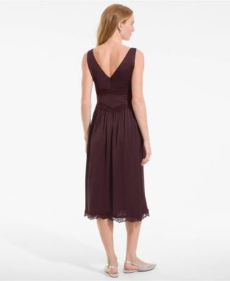 Women's Satin Sleeveless Lace Detail Dress