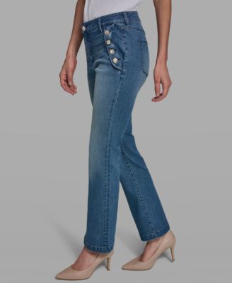 Petite Mid Rise Denim Pants