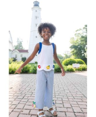 Big Girls Knit Top With Scallop Hem And Flowers