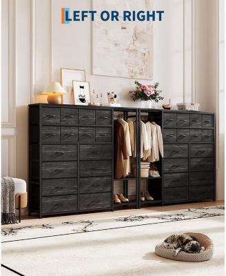 16 Drawer Dresser with Clothes Rack, Tall Fabric Storage Organizer for Bedroom Closet, Living Room