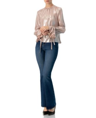 Women's Straight Metallic Sheer Blouse