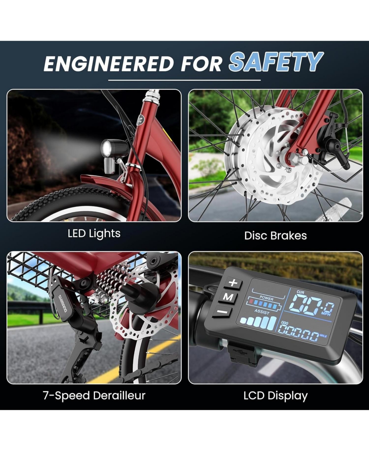 Mooncool 350W Electric Tricycle for Adults with 24" x 2.1" Wheels