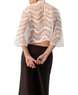 Women's Bell Sleeve Sheer Blouse