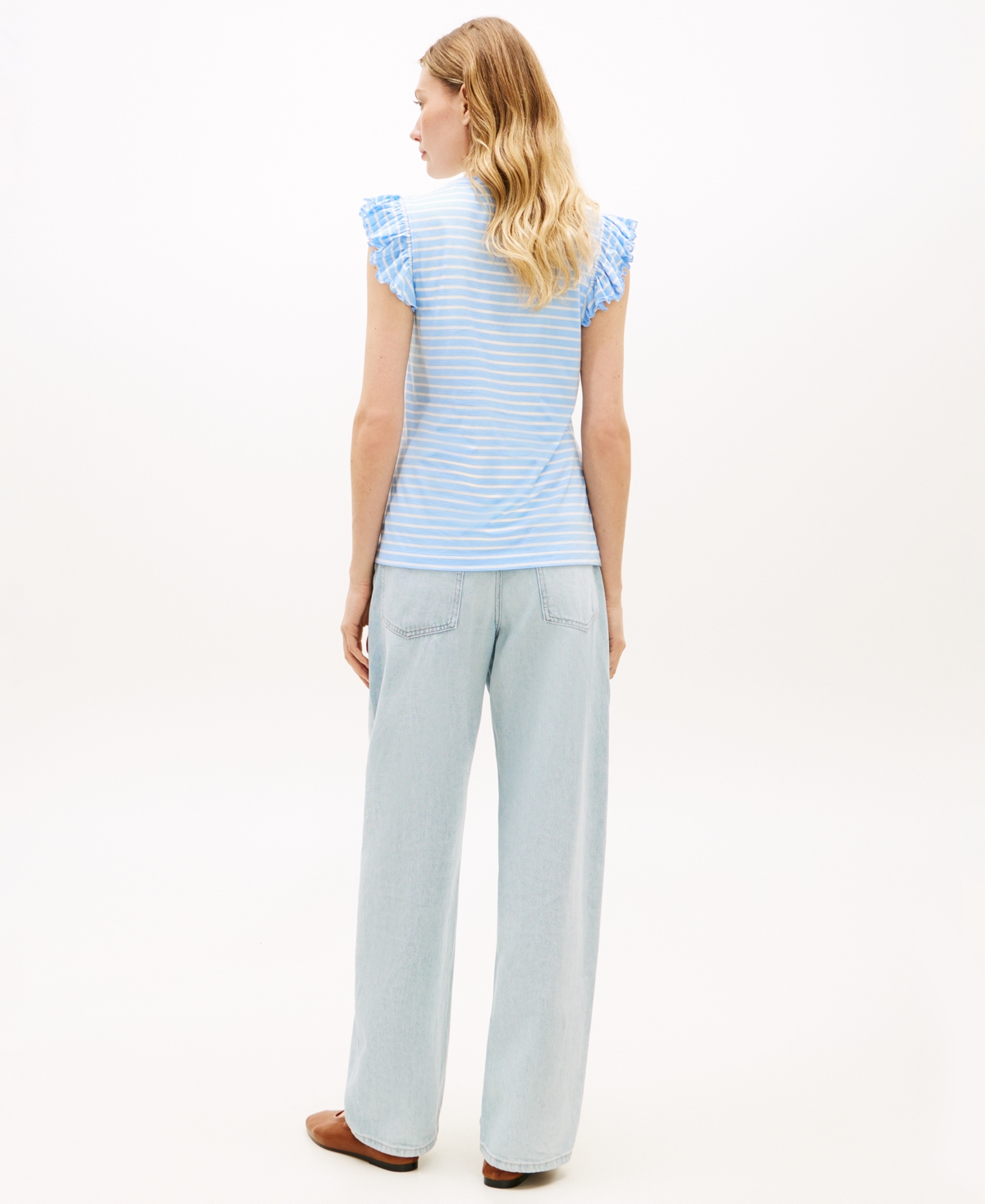 Tommy Hilfiger Women's Frill-Sleeve Crewneck Top